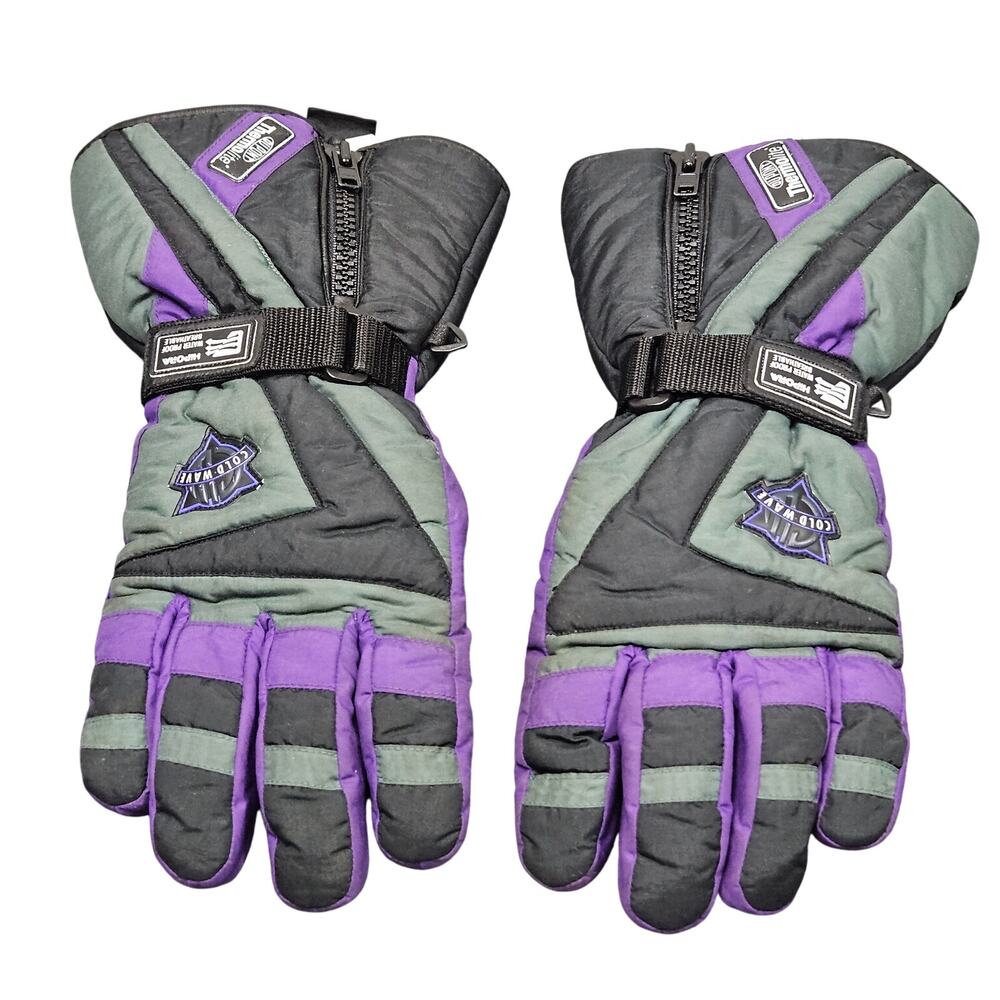 Coldwave Hipora Thermolite‎ Ski Gloves Sz XL Purple Black Waterproof Outdoor Vtg